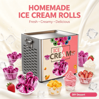 Machine commerciale à rouleaux de crème glacée frite, double cuve, en acier inoxydable 304, congélation rapide pour production à haut volume