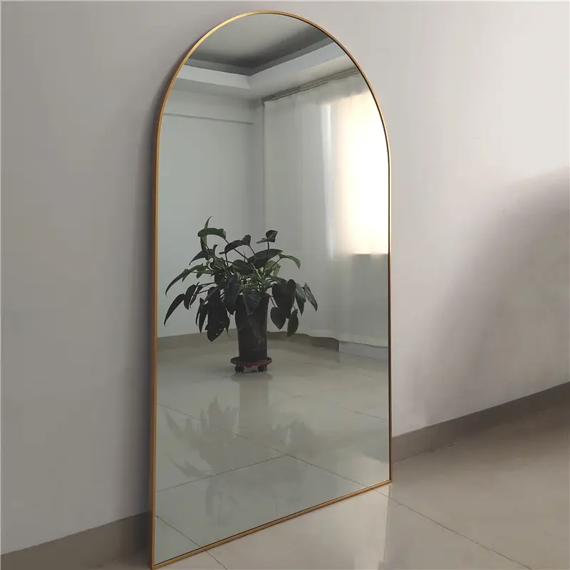 Custom Large Vintage Gold Arch Metal Full length long Dressing wall pendente big Standing Floor Mirror espejo spiegel miroir