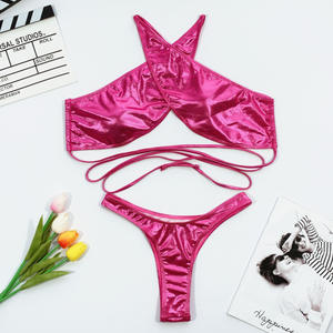<span class=keywords><strong>Maillot</strong></span> <span class=keywords><strong>de</strong></span> bain Young Little Models Bikini bandeau sexy extrême à prix bon marché avec <span class=keywords><strong>bas</strong></span> à coupe haute ensemble <span class=keywords><strong>de</strong></span> 2 pièces avec logo imprimé sur le devant - Product Image 3