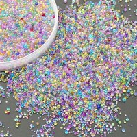 Perles de verre 3D fantaisie Ab, petites, transparentes, colorées, écologiques, micro-perles de caviar pour nail art, à coller à chaud