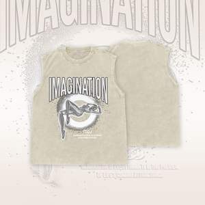 Camiseta sin Mangas Estilo Hip-Hop Vintage Lavada de 230g con Logotipo Personalizado - Chaleco Unisex Estampado en DTG Inspirado en la Imaginación - Product Image 3