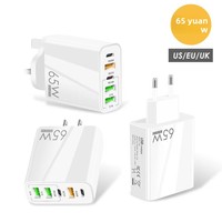 Charger Dinding USB 5 Port 65W PD20W QC3.0 Pengisian Cepat 2 Type-C 3 USB-A Adaptor Multi Perangkat Colokan EU US UK untuk Ponsel Tablet Laptop