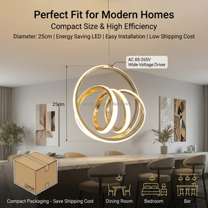 <span class=keywords><strong>Lampe</strong></span> suspendue LED dorée électroplaquée de luxe nordique à hauteur réglable 30W, luminaire de plafond à haute luminosité et protection oculaire - Product Image 1