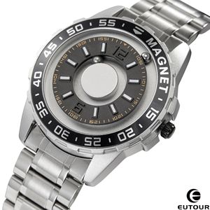 Eutour Montre magnétique innovante en métal pour hommes Montres à quartz simples haut <span class=keywords><strong>de</strong></span> gamme avec bracelet en acier inoxydable Montre originale Relojes - Product Image 2
