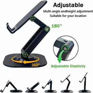 Height Adjustable Alloy Metal Support Table 360 <b>Rotating</b> Aluminum Mobile Phone Holder Portable and Flexible for <b>Desk</b> or Bed Use - Product Image 2