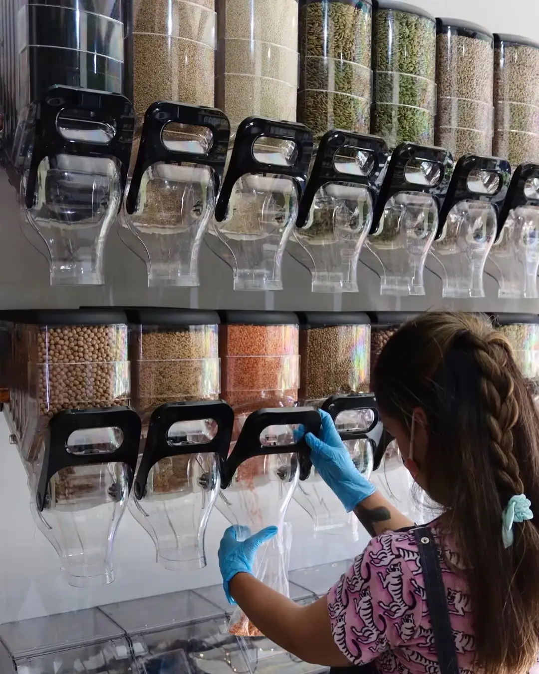 ECOBOX gıda sınıfı plastik duvara monte yerçekimi bin tahıl toplu gıda kahve çekirdeği pirinç dağıtıcı profesyonel