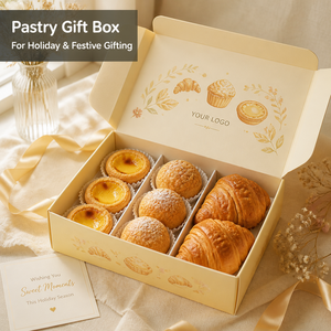 Caja <span class=keywords><strong>de</strong></span> Regalo para Repostería Color Crema, Diseño Premium, Ecológica, Apta para Alimentos, para Tartas <span class=keywords><strong>de</strong></span> Huevo, Postres, con Logotipo Personalizado - Product Image 2