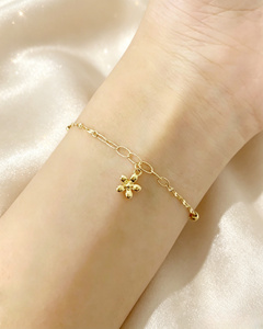 Pulsera <span class=keywords><strong>de</strong></span> Oro Sólido 18K con Dije <span class=keywords><strong>de</strong></span> Flor, Cadena Ajustable <span class=keywords><strong>de</strong></span> 18CM con Sello AU750, Joyería Fina para Uso Diario para Mujer - Product Image 2