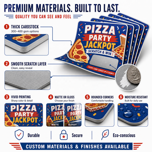 Cartes à gratter personnalisées pour pizzas avec impression de données variables sécurisées, coupons de jackpot pour promotions à emporter et récompenses de fidélité client - Product Image 4