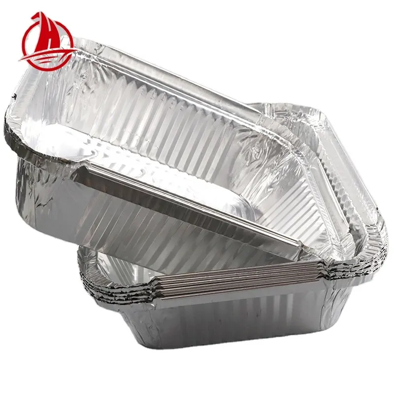 Full Size Voedsel Verpakking Lade Box Turkije Pan Bbq Pan Container Rechthoek Wegwerp Aluminiumfolie Voedsel Container Met Deksel