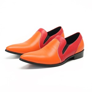 Zapatos de verano color naranja para hombre, de cuero, transpirables, estilo casual, modernos, con diseño de patchwork. - Product Image 3