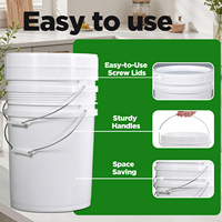 Seau en plastique de qualité alimentaire avec couvercle à vis, 5 gallons, pour emballage alimentaire et jouets, baril de pluie, logo personnalisé, directement de l'usine
