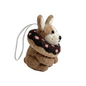 Décoration de Noël en feutre de laine fait main, chien Corgi en forme de beignet, petit animal, décoration intérieure, style mignon, à suspendre au mur, blanc et bleu - Product Image 3