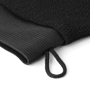 Gants exfoliants personnalisés avec logo, gants de gommage noirs pour le corps, éliminateur de peaux mortes, gommage corporel pour la douche - Product Image 2