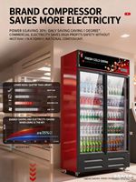 Refroidisseur de congélateur 2 portes pour boissons commerciales Réfrigérateur industriel à température unique Vitrine pour magasins Verre debout