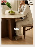 Table à manger ronde en pierre de style vintage français, moderne et minimaliste, pour petits appartements, en bois massif couleur noyer
