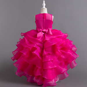 Costumes de carnaval d'Halloween, robe élégante moelleuse à queue de fille fleurie pour enfants, robe de princesse pour fête d'anniversaire avec nœud - Product Image 3