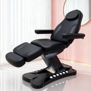 Moderna Camilla de Masaje para Salón de Belleza, Clínica Dental, Color Negro, de Lujo, con 3 Motores Eléctricos, Extensible, para Tratamientos Faciales y Spa, con Control de Pie - Product Image 2