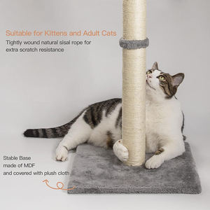Fournisseurs moderne <span class=keywords><strong>pas</strong></span> <span class=keywords><strong>cher</strong></span> gris en peluche cadre d'escalade pour chat tour d'arbre à chat centre d'activités en sisal avec boule suspendue pour grands chats - Product Image 2