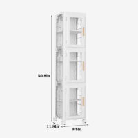 Armario de Almacenamiento de Plástico de 20-36 cm de Ancho, Estante de Almacenamiento Estrecho de 4 Niveles con Puerta Abierta para Cocina y Baño