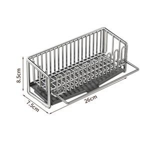 Égouttoir à éponges de cuisine moderne pour hôtel, en acier inoxydable, support mural pour torchons, compatible avec robinet à bord étroit, rangement pour évier - Product Image 5