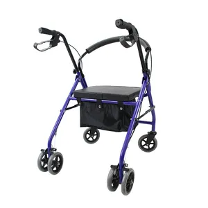Fournisseur d'usine en Chine Aide légère Pliant Rectangle Rollator Réhabilitation Walkers pour handicapés et personnes âgées