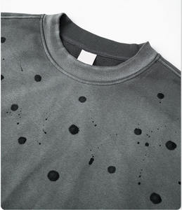 LY Ensemble pantalon de survêtement et sweat à capuche en éponge française gris vintage surdimensionné lourd délavé au soleil 450g - Product Image 3