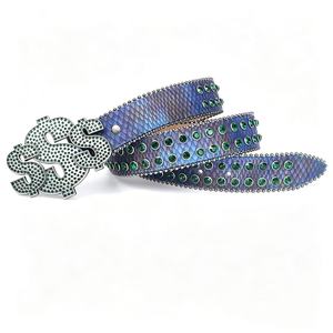 <span class=keywords><strong>Cintura</strong></span> JULUN con strass, stampa serpente iridescente, teschio con strass, fibbia grande con simbolo del dollaro, <span class=keywords><strong>cintura</strong></span> larga Hip Hop - Product Image 6