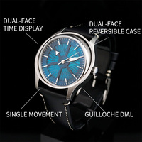 Montre-bracelet mécanique automatique de luxe personnalisée avec cadran guilloché, verre saphir, montres à clapet originales personnalisées
