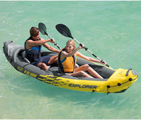 Kayak double gonflable Intex B08 PVC K2 pour 2 personnes, kayak de pêche avec plancher en I-beam, jaune