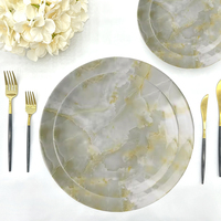 Gris et jaune marbre Simulation hôtel de luxe Restaurant mariage état Banquet événement rose palmier vente en gros 8 pouces assiette à dessert