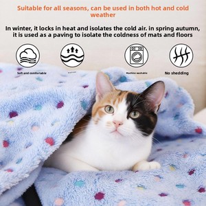 Voor Coral Polka Dot Verdikte Warme Huisdierdeken Fleece Flanel Hond Kat Quilt Hondenbedmat - Product Image 2