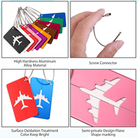 Étiquettes de bagages uniques en forme d'avion, en aluminium anodisé, personnalisables, pour bagages de voyage