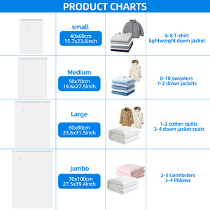 Wiederverwendbare PA+PE-Material Vakuum-Aufbewahrungsbeutel Sparen 80% Platz für Kleidung Bettdecken Bettwäsche Vakuum-Kompressionsbeutel zur Aufbewahrung - Product Image 2