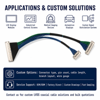 Câble coaxial micro haute densité pour connecteur principal et double connecteur secondaire, faisceau de câbles PTFE pour affichage LVDS, utilisation informatique et moto