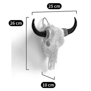 Cuerno de calavera tallado a mano para decoración de pared, colgante o de pie, cabeza de toro de búhos - Product Image 6
