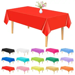 Capa de mesa retangular de plástico multicolorida para piquenique, pano de mesa para aniversário, natal, festa de casamento, chá de bebê, cozinha e jantar em casa