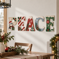 Décor mural en bois lettres de l'alphabet de Noël 30 cm – Panneaux festifs pour la maison, les fêtes, les arrière-plans et les coins photo – Ensemble de décoration