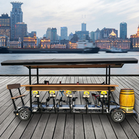 Pédale électrique de luxe à double entraînement Pub Bike To Beer Cycle 8 13 Passenger Party Open Top Sightseeing Bus