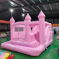 Château gonflable rose en PVC Hansenland pour événements professionnels, mariages, anniversaires, fêtes, avec installation facile