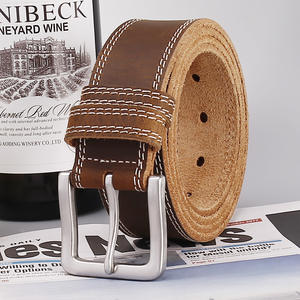 Cinturón de cuero genuino de alta calidad Cinturón de cuero de vaca lavado Cinturón de hebilla de PIN para hombres - Product Image 3