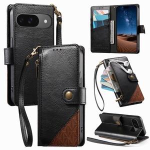 Étui en cuir à rabat avec boutons pour Google Pixel 9A/10A/9 <span class=keywords><strong>Pro</strong></span>/10 <span class=keywords><strong>Pro</strong></span> XL, avec fermeture éclair et cordon - Product Image 3