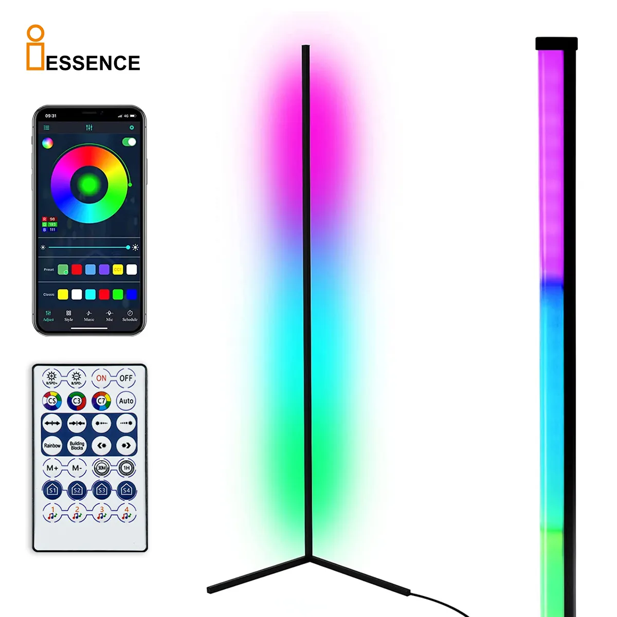 Köşe İskandinav minimalist akıllı led rgb tripod standı yatak odası için lamba taşınabilir zemin standı lambası rgb köşe beyaz