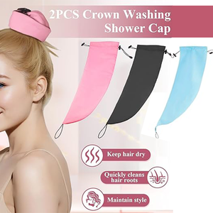 Pink Waterproof Hair Cover Solid Color Long Ponytail Hair Accessory <b>Headband</b> For Shampoo Use - Product Image 2