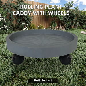 Support de plante en plastique PP avec roulettes et roulettes pivotantes, design moderne, dessous de verre rond pour une utilisation en intérieur/extérieur - Product Image 2