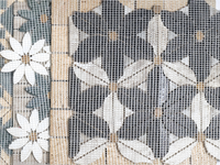 Mosaïque hexagonale murale et de sol en marbre vert à motifs floraux, couleurs mélangées