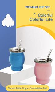 <span class=keywords><strong>Southamerica</strong></span> Brésilien Naturel 8Oz Double Paroi Isolé En Acier Inoxydable Gourde Yerba Mate Tasse À Thé Tasse Tumbler Ensemble - Product Image 3