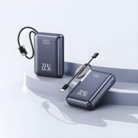 Batterie externe portable avec logo personnalisé, 20000 mAh, coque métallique vernie carrée, câble intégré, chargeur rapide PD 22,5 W