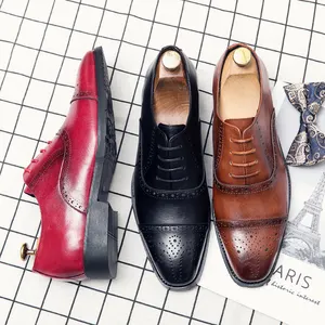 Custom Logo Plus Size Dress Oxford Shoes Men Genuine Leather Formal Business Shoes