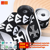 Fabricants de sangles tissées en polyester jacquard OEM ODM pour vêtements, sangles tricotées de 40 mm avec logo personnalisé